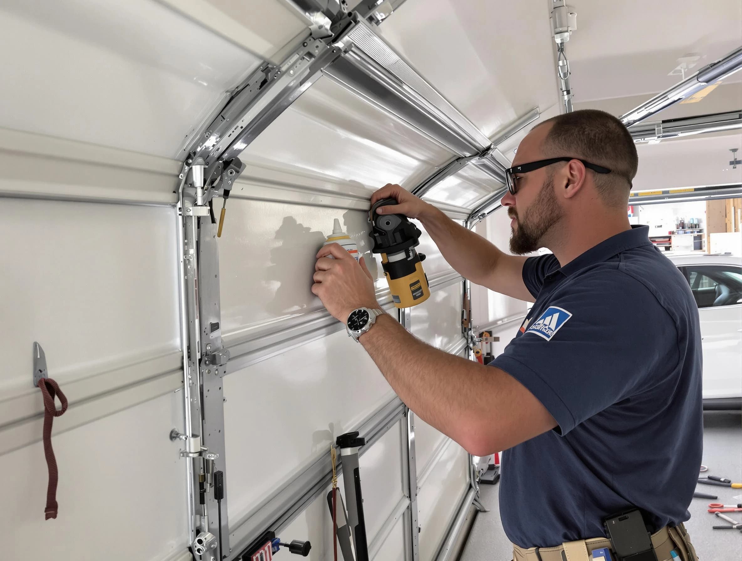 South Brunswick Garage Door Repair technician performing comprehensive noise reduction service in South Brunswick