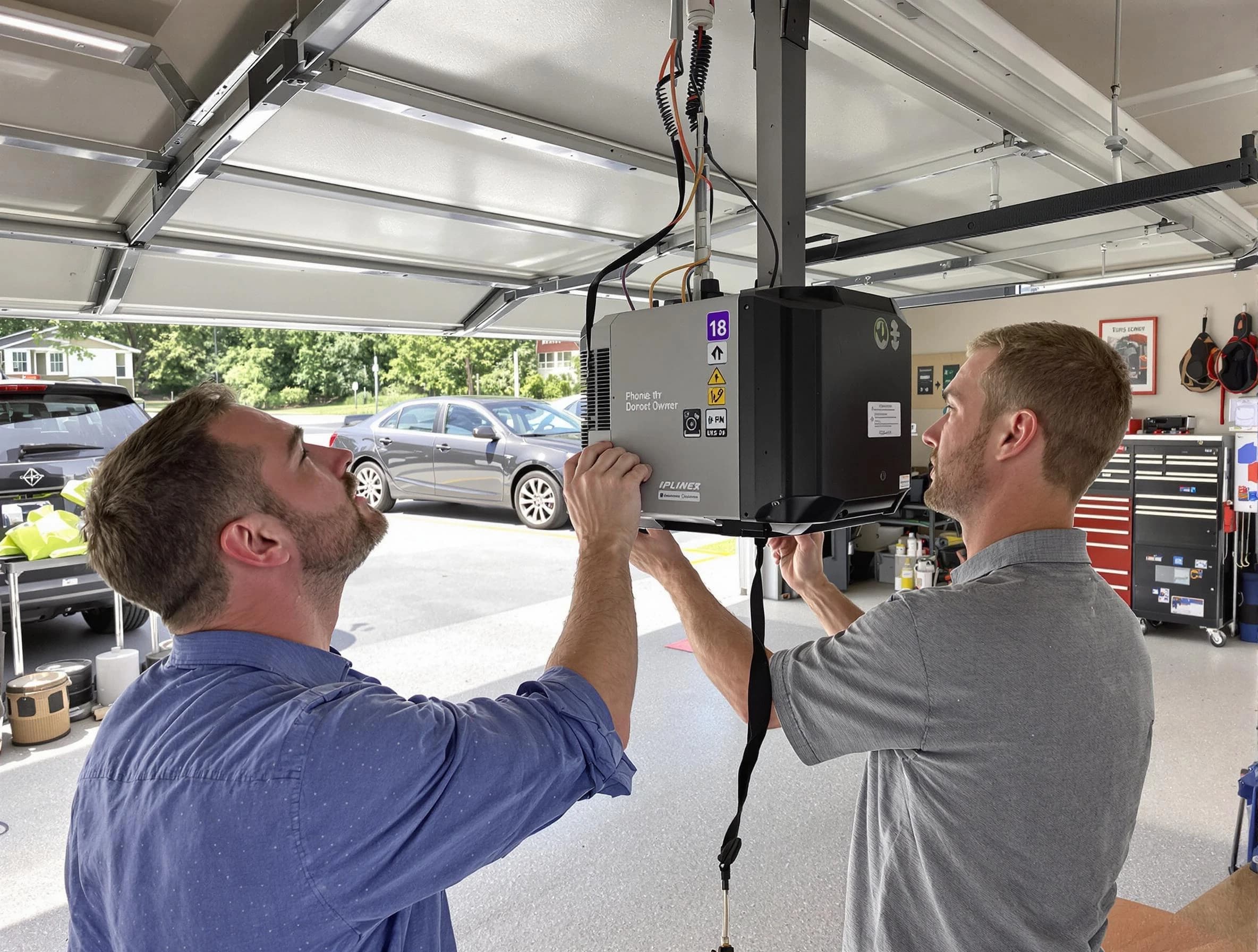 South Brunswick Garage Door Repair technician installing garage door opener in South Brunswick