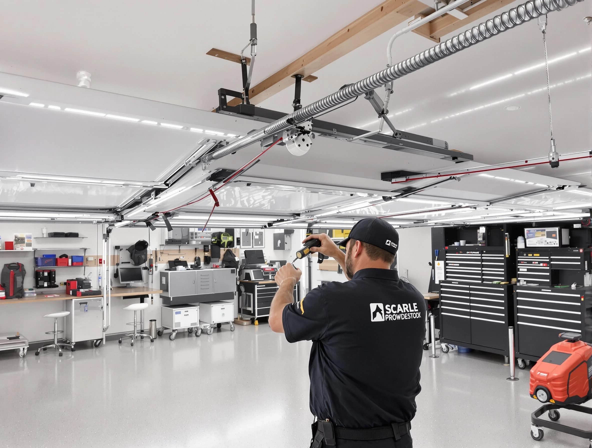 South Brunswick Garage Door Repair technician repairing overhead garage door in South Brunswick